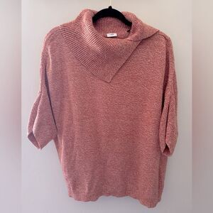 Casual Cottage CABI Red Marled Oversized Split-Collar Turtleneck Knit Sweater M